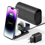 ESR HaloLock 3-in-1 Matkalaturisetti - Langaton lataus iPhonelle, Apple Watchille ja AirPodeille | Qi2 15W - Musta